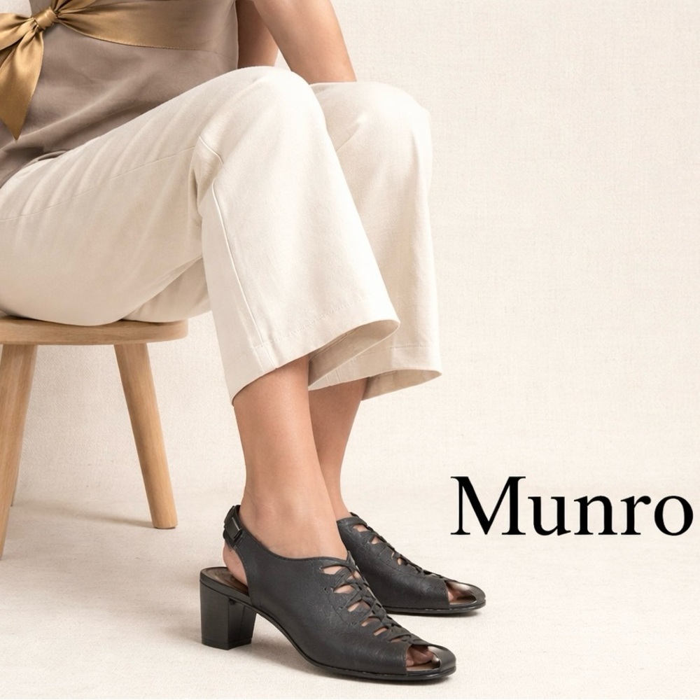 Munro Abby Leather Slingback Sandals Block Heel Size 8